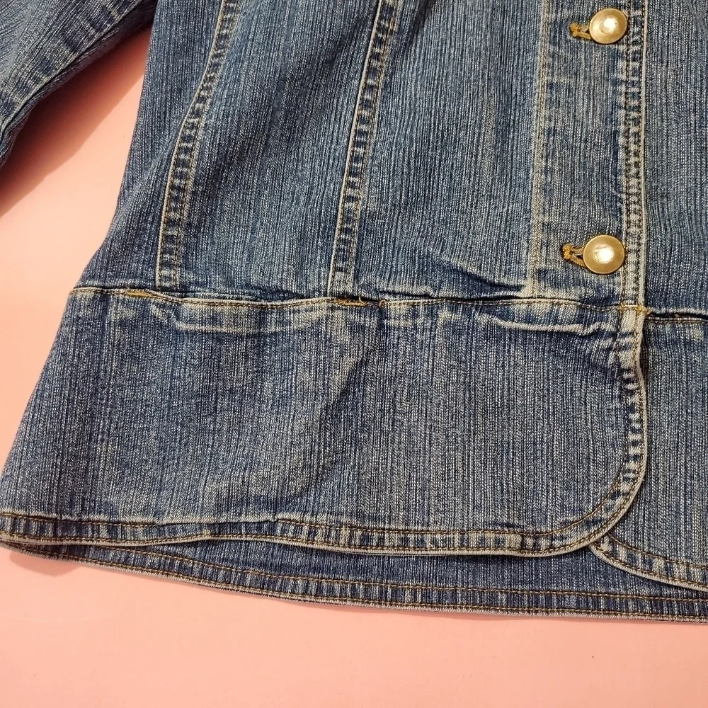 Vintage 2000s Y2k 00s Jean Jacket Rhinestones Bling Erika - Picture 10 of 11